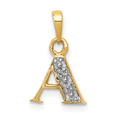 14KY with Rhodium Diamond Letter Initial Pendant