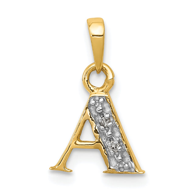 14KY with Rhodium Diamond Letter Initial Pendant