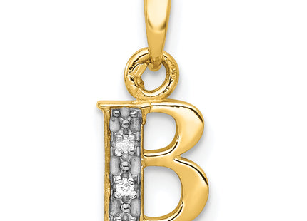 14KY with Rhodium Diamond Letter Initial Pendant