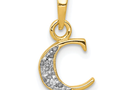 14KY with Rhodium Diamond Letter Initial Pendant