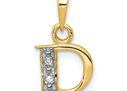 14KY with Rhodium Diamond Letter Initial Pendant