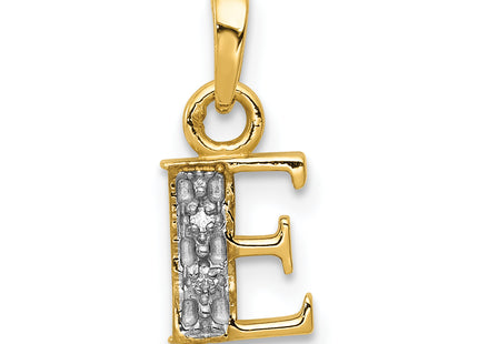 14KY with Rhodium Diamond Letter Initial Pendant