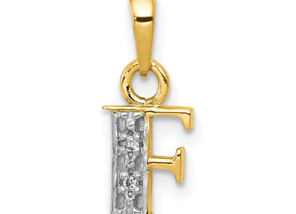 14KY with Rhodium Diamond Letter Initial Pendant