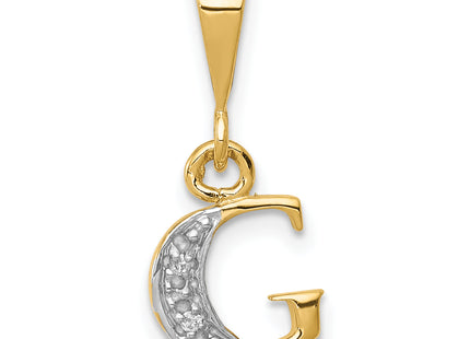 14KY with Rhodium Diamond Letter Initial Pendant