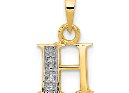 14KY with Rhodium Diamond Letter Initial Pendant
