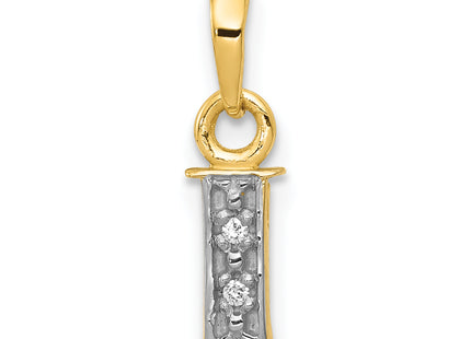 14KY with Rhodium Diamond Letter Initial Pendant