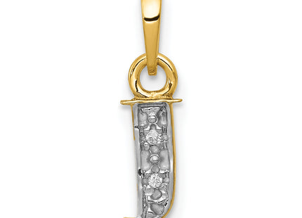14KY with Rhodium Diamond Letter Initial Pendant