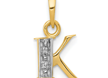 14KY with Rhodium Diamond Letter Initial Pendant