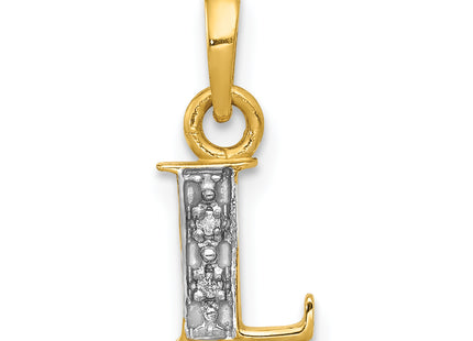 14KY with Rhodium Diamond Letter Initial Pendant