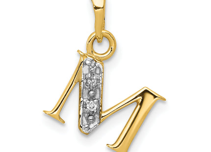 14KY with Rhodium Diamond Letter Initial Pendant