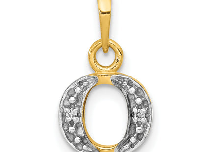 14KY with Rhodium Diamond Letter Initial Pendant