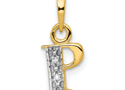 14KY with Rhodium Diamond Letter Initial Pendant