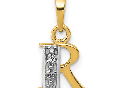 14KY with Rhodium Diamond Letter Initial Pendant