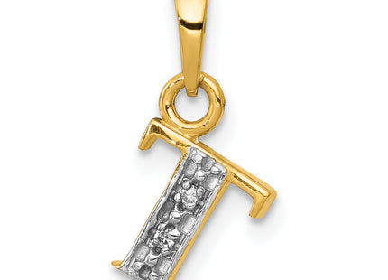 14KY with Rhodium Diamond Letter Initial Pendant