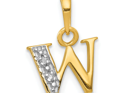 14KY with Rhodium Diamond Letter Initial Pendant