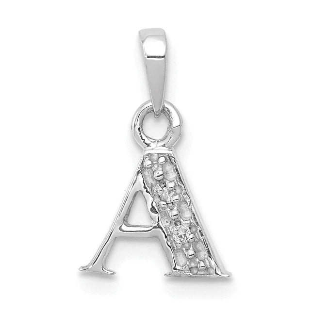 14KW with Rhodium Diamond Letter Initial Pendant