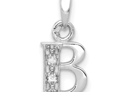 14KW with Rhodium Diamond Letter Initial Pendant