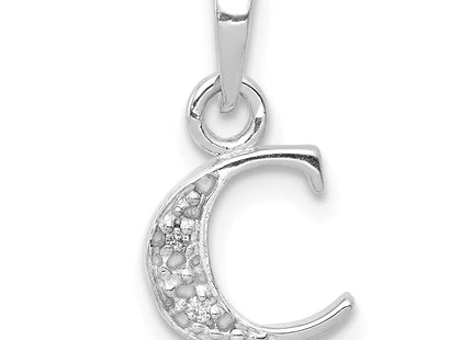 14KW with Rhodium Diamond Letter Initial Pendant