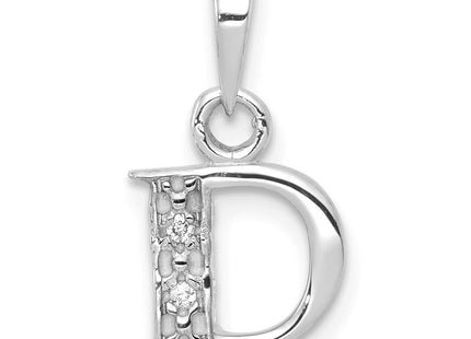 14KW with Rhodium Diamond Letter Initial Pendant