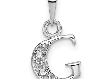 14KW with Rhodium Diamond Letter Initial Pendant