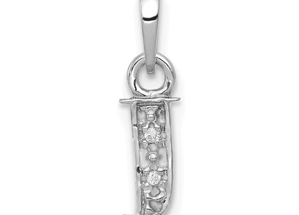 14KW with Rhodium Diamond Letter Initial Pendant
