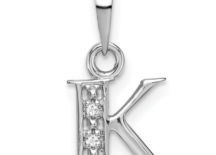 14KW with Rhodium Diamond Letter Initial Pendant