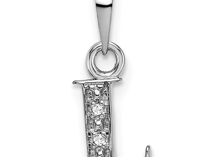 14KW with Rhodium Diamond Letter Initial Pendant