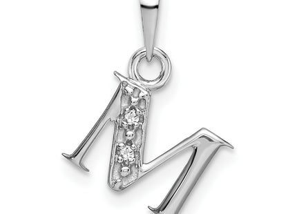14KW with Rhodium Diamond Letter Initial Pendant