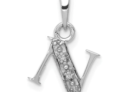 14KW with Rhodium Diamond Letter Initial Pendant