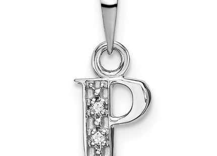 14KW with Rhodium Diamond Letter Initial Pendant