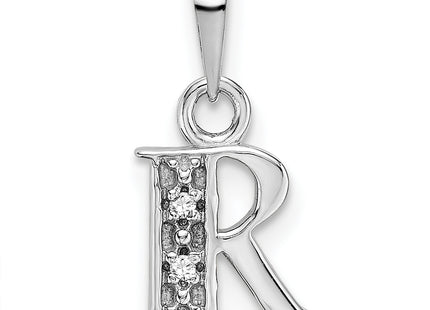 14KW with Rhodium Diamond Letter Initial Pendant