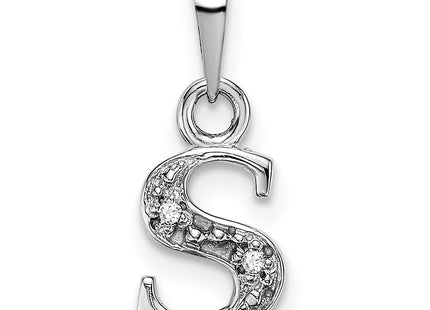 14KW with Rhodium Diamond Letter Initial Pendant