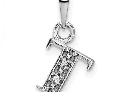 14KW with Rhodium Diamond Letter Initial Pendant