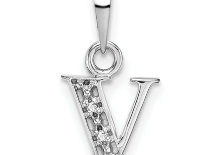 14KW with Rhodium Diamond Letter Initial Pendant
