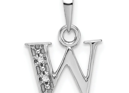 14KW with Rhodium Diamond Letter Initial Pendant