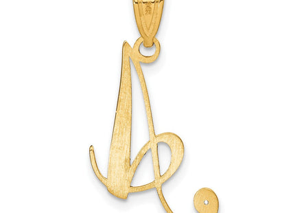14K Yellow Gold Script Letter Initial Pendant with Diamond Accent Jewelry Charm Necklace (Style YC252A)