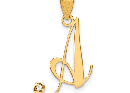 14KY Script Letter Initial Pendant with Diamond