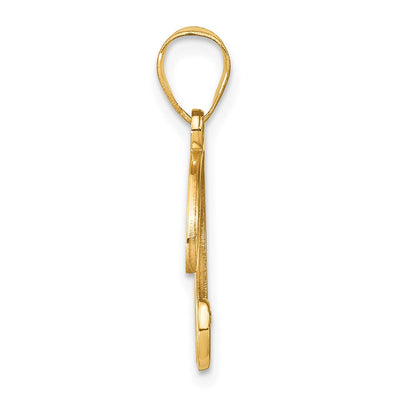 14K Yellow Gold Script Letter Initial Pendant with Diamond Accent Jewelry Charm Necklace, 18.39 x 16.05mm