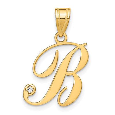 14K yellow gold diamond initial necklace
