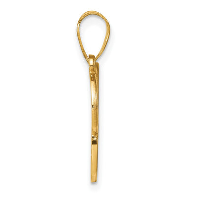 14K Yellow Gold Script Letter Initial Pendant with Diamond Accent Jewelry Charm Necklace, 17.75 x 12.44mm