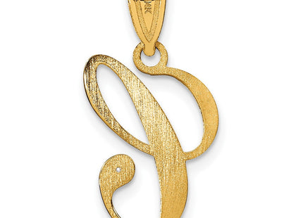 14K Yellow Gold Script Letter Initial Pendant with Diamond Accent Jewelry Charm Necklace (Style YC252C)