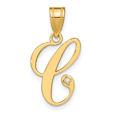 14K yellow gold diamond initial necklace