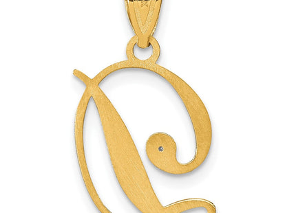 14K Yellow Gold Script Letter Initial Pendant with Diamond Accent Jewelry Charm Necklace (Style YC252D)