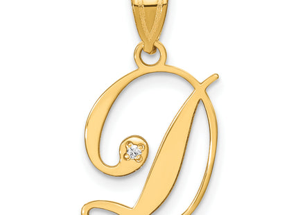 14KY Script Letter Initial Pendant with Diamond