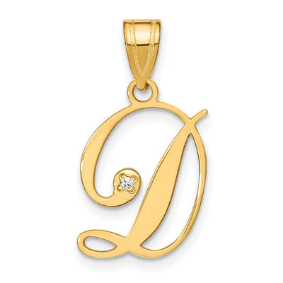 14K yellow gold diamond initial necklace