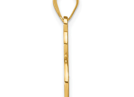 14K Yellow Gold Script Letter Initial Pendant with Diamond Accent Jewelry Charm Necklace (Style YC252E)
