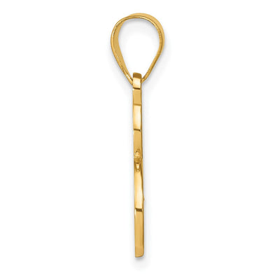 14K Yellow Gold Script Letter Initial Pendant with Diamond Accent Jewelry Charm Necklace, 17.52 x 9.05mm