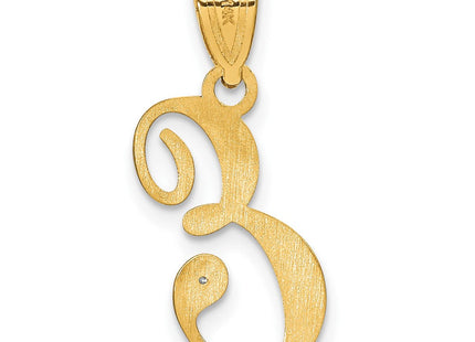 14K Yellow Gold Script Letter Initial Pendant with Diamond Accent Jewelry Charm Necklace (Style YC252E)