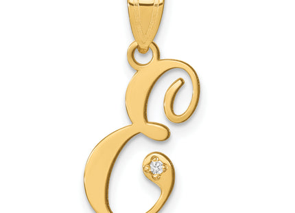 14KY Script Letter Initial Pendant with Diamond