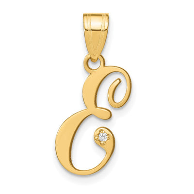 14K yellow gold diamond initial necklace
